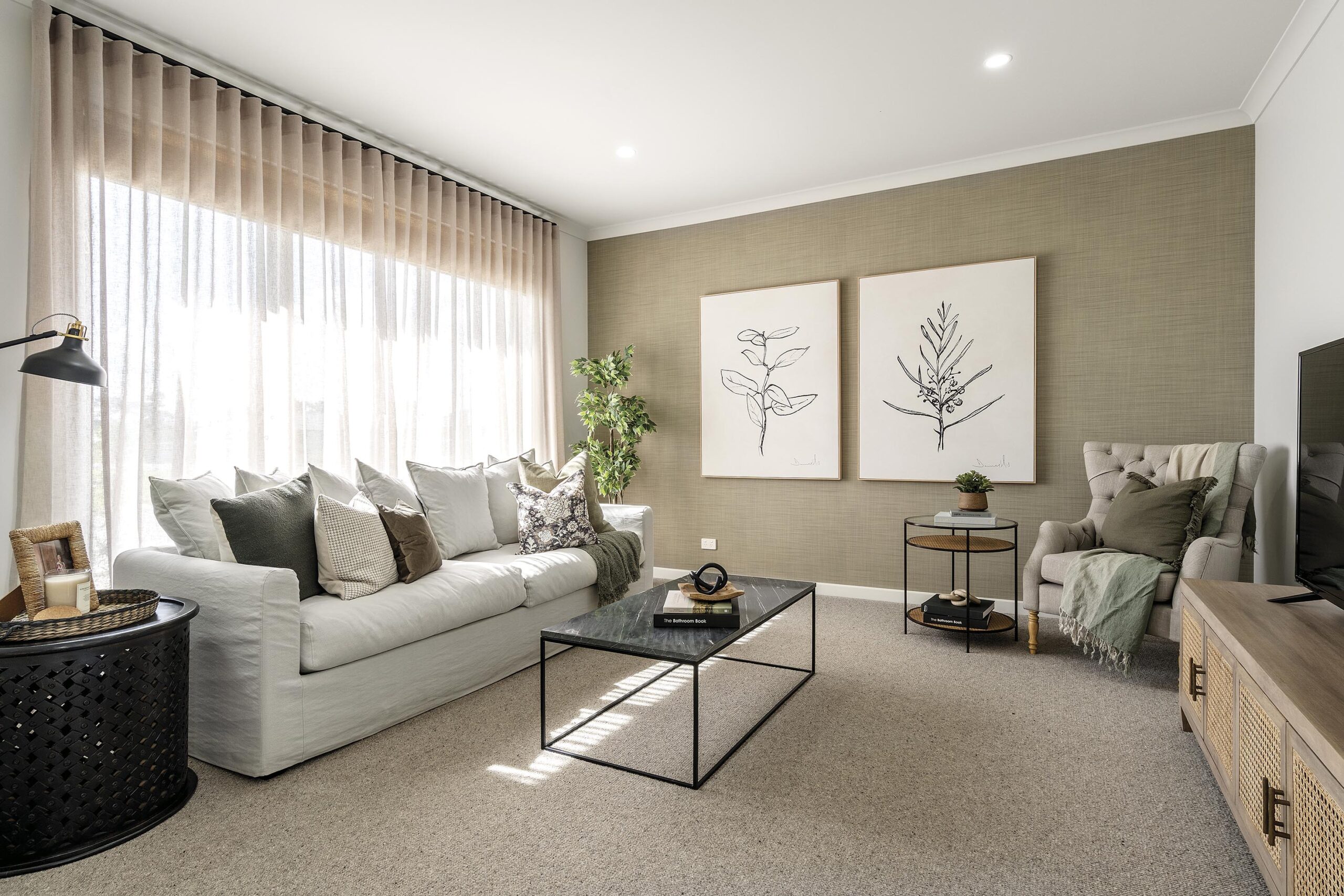 living room feature wall paper, Traralgon, Victoria, Barnes Matina