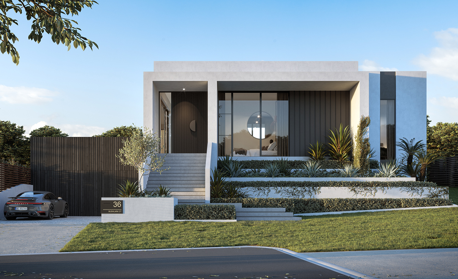 New build Modern facade concrete & black timber, Berwick, Victoria, Barnes Matina
